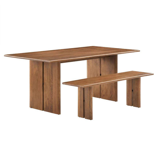 Modway - Amistad 72in Wood Dining Table and Bench Set - EEI-6559-WAL veiw 1