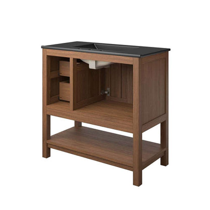 Modway - Ashlyn 36in Wood Bathroom Vanity - EEI-6535-WAL-BLK veiw 5
