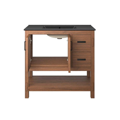 Modway - Ashlyn 36in Wood Bathroom Vanity - EEI-6535-WAL-BLK veiw 6