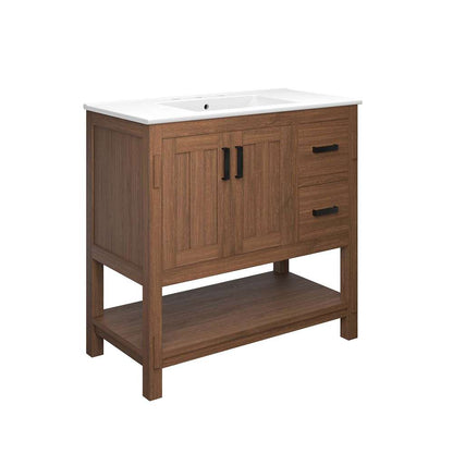 Modway - Ashlyn 36in Wood Bathroom Vanity - EEI-6535-WAL-WHI veiw 2