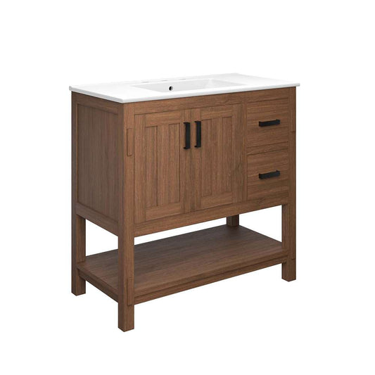 Modway - Ashlyn 36in Wood Bathroom Vanity - EEI-6535-WAL-WHI veiw 2
