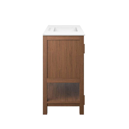 Modway - Ashlyn 36in Wood Bathroom Vanity - EEI-6535-WAL-WHI veiw 3