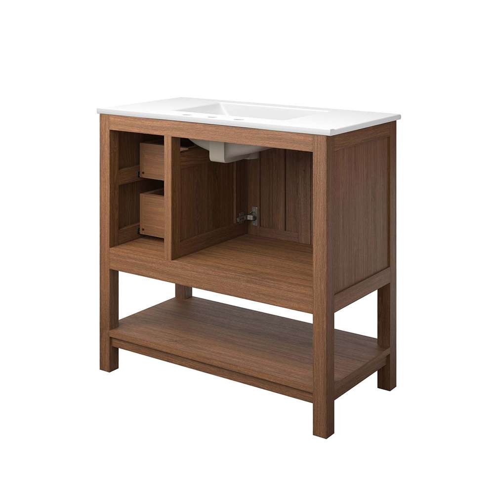 Modway - Ashlyn 36in Wood Bathroom Vanity - EEI-6535-WAL-WHI veiw 5