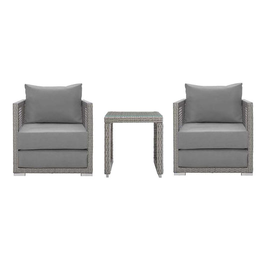 Modway - Aura 3 Piece Outdoor Patio Wicker Rattan Set - EEI-3595-GRY-GRY-SET veiw 1