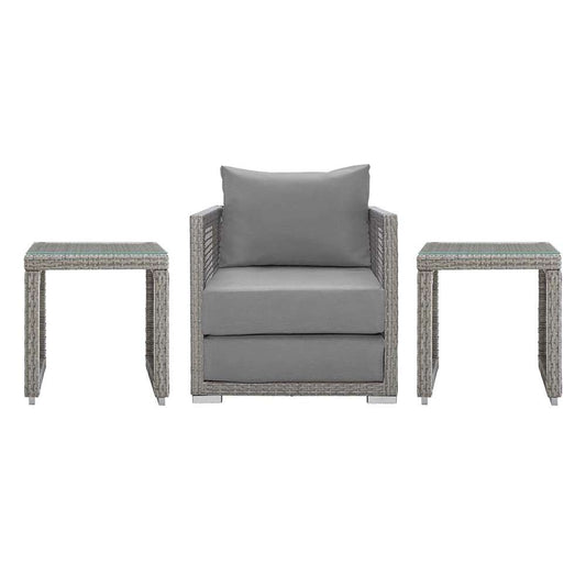 Modway - Aura 3 Piece Outdoor Patio Wicker Rattan Set - EEI-3597-GRY-GRY-SET veiw 1