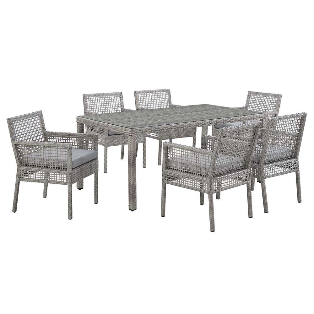 Modway - Aura 7 Piece Outdoor Patio Wicker Rattan Set - EEI-3560-GRY-GRY-SET veiw 1
