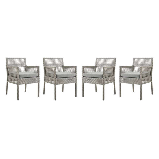 Modway - Aura Dining Armchair Outdoor Patio Wicker Rattan (Set of 4) - EEI-3594-GRY-GRY veiw 1
