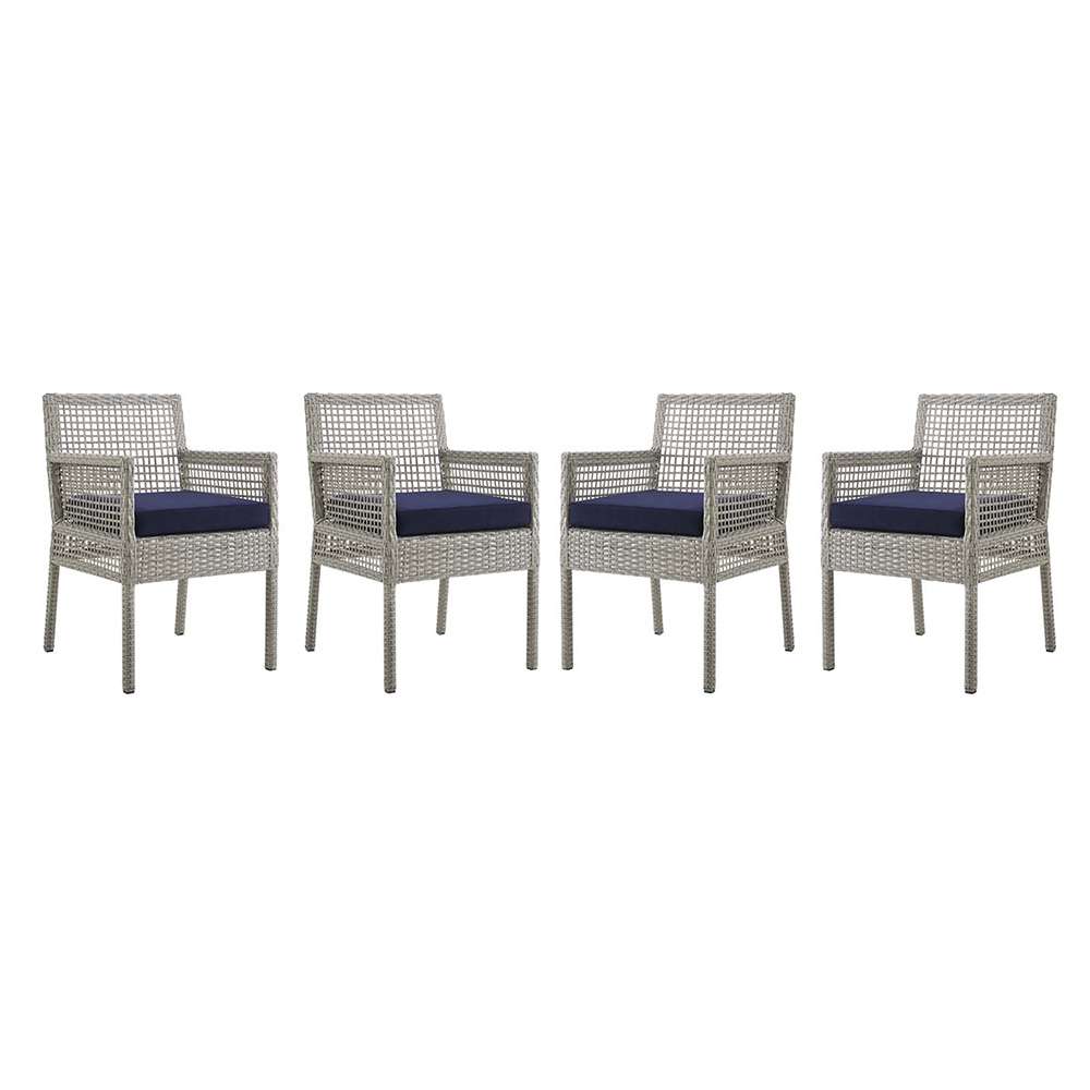 Modway - Aura Dining Armchair Outdoor Patio Wicker Rattan (Set of 4) - EEI-3594-GRY-NAV veiw 1