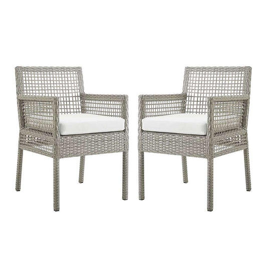 Modway - Aura Dining Armchair Outdoor Patio Wicker Rattan (Set of 2) - EEI-3561-GRY-WHI veiw 1