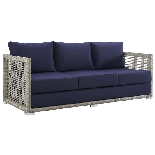 Modway - Aura Outdoor Patio Wicker Rattan Sofa - EEI-2923-GRY-NAV veiw 1