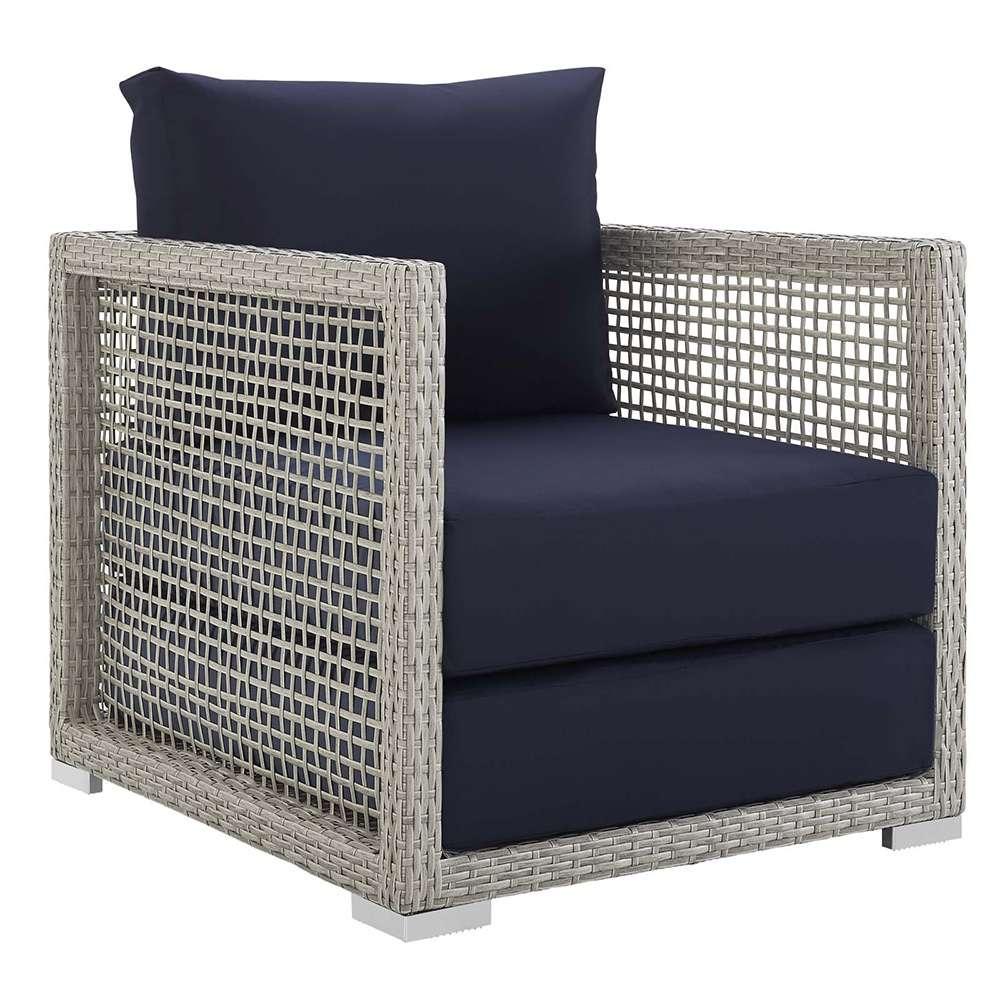 Modway - Aura Rattan Outdoor Patio Armchair - EEI-2918-GRY-NAV veiw 1