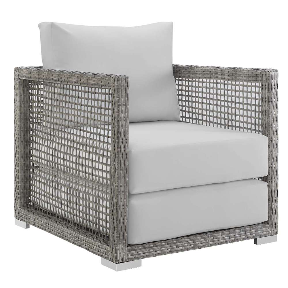 Modway - Aura Rattan Outdoor Patio Armchair - EEI-2918-GRY-WHI veiw 1