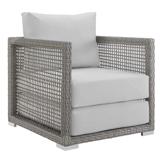 Modway - Aura Rattan Outdoor Patio Armchair - EEI-2918-GRY-WHI veiw 1
