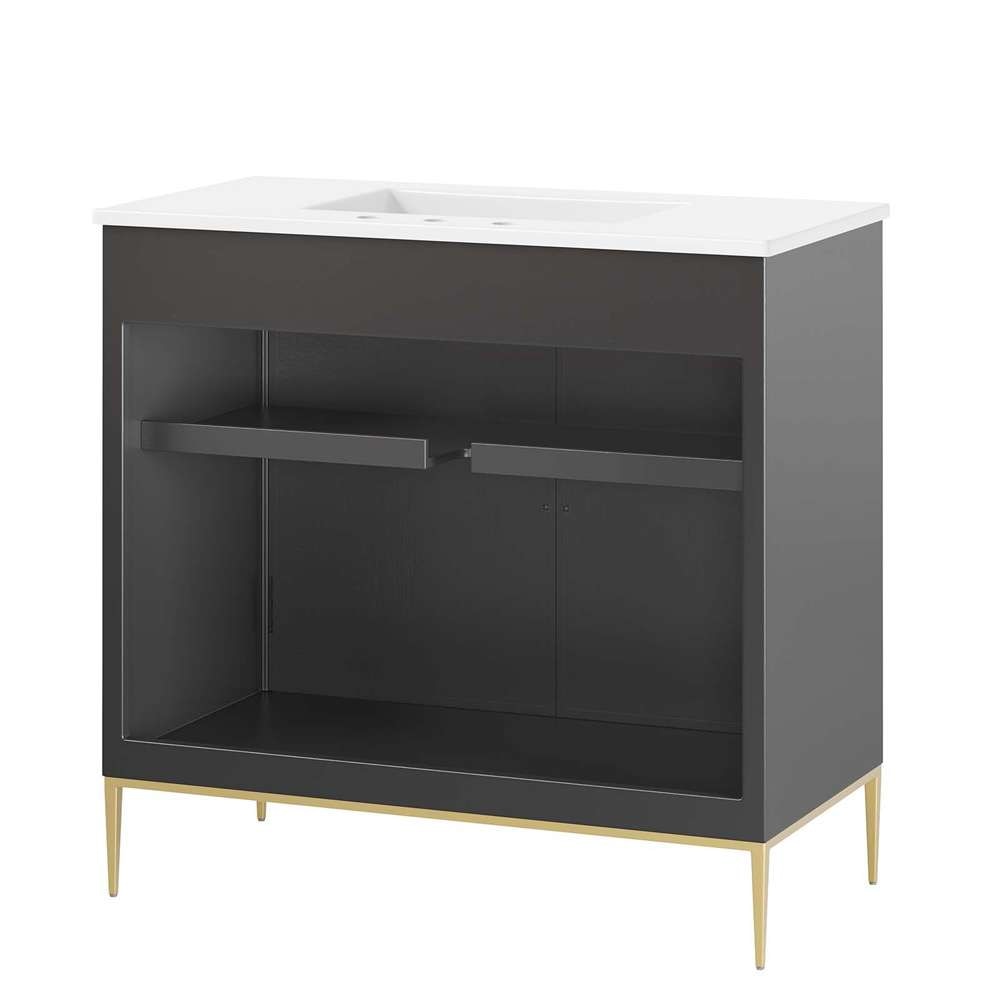 Modway - Awaken 36in Bathroom Vanity - EEI-6297-WHI-BLK veiw 5