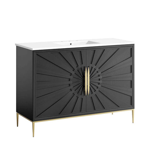 Modway - Awaken 48in Bathroom Vanity - EEI-6301-WHI-BLK veiw 1