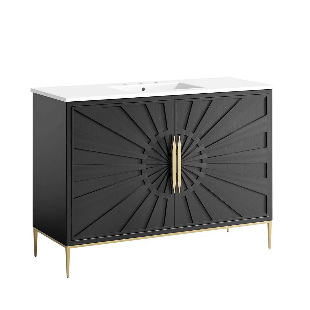 Modway - Awaken 48in Bathroom Vanity - EEI-6301-WHI-BLK veiw 2
