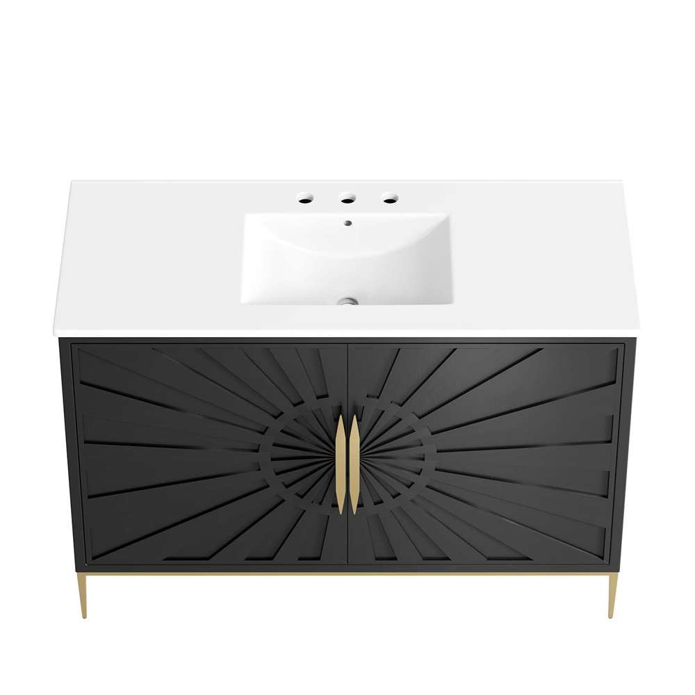 Modway - Awaken 48in Bathroom Vanity - EEI-6301-WHI-BLK veiw 4
