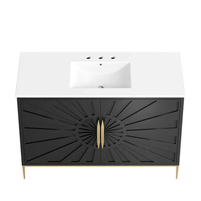 Modway - Awaken 48in Bathroom Vanity - EEI-6301-WHI-BLK veiw 4