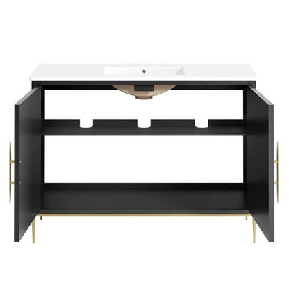 Modway - Awaken 48in Bathroom Vanity - EEI-6301-WHI-BLK veiw 6