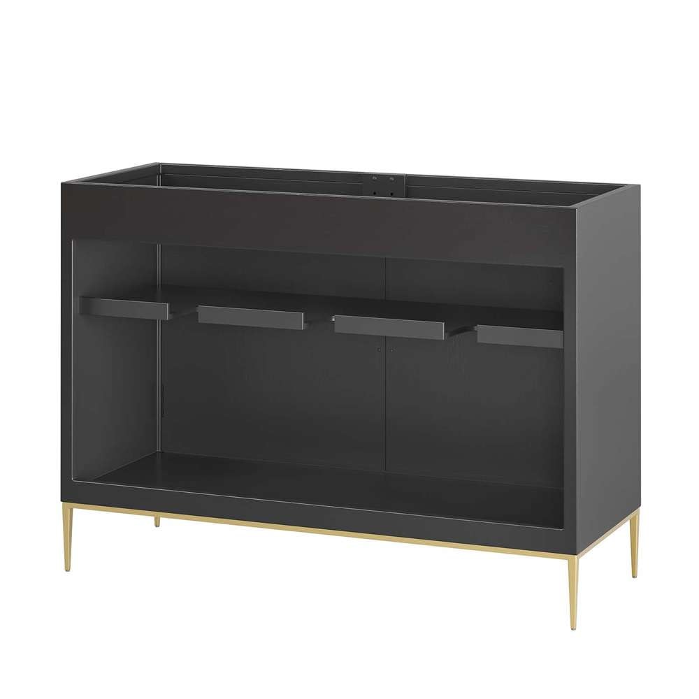 Modway - Awaken 48in Double or Single Sink Compatible (Not Included) Bathroom Vanity Cabinet in Black - EEI-6163-BLK veiw 4