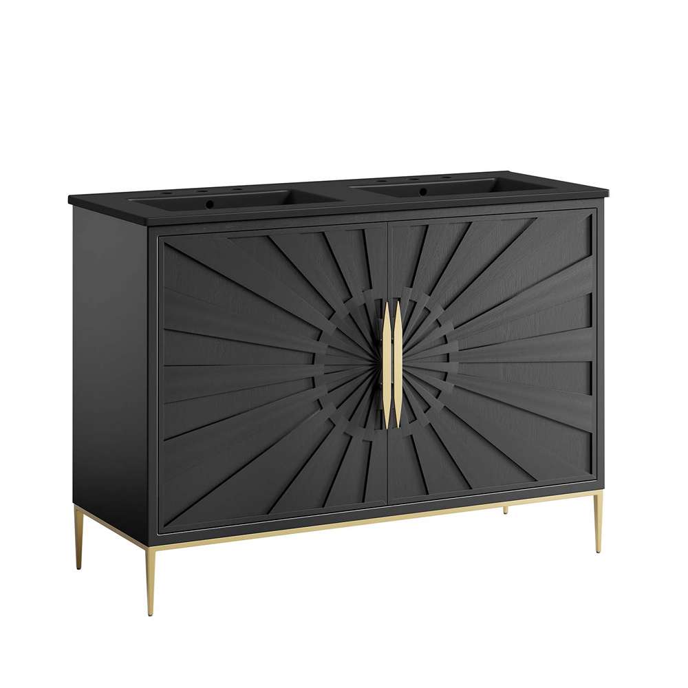 Modway - Awaken 48in Double Sink Bathroom Vanity - EEI-6307-BLK-BLK veiw 2