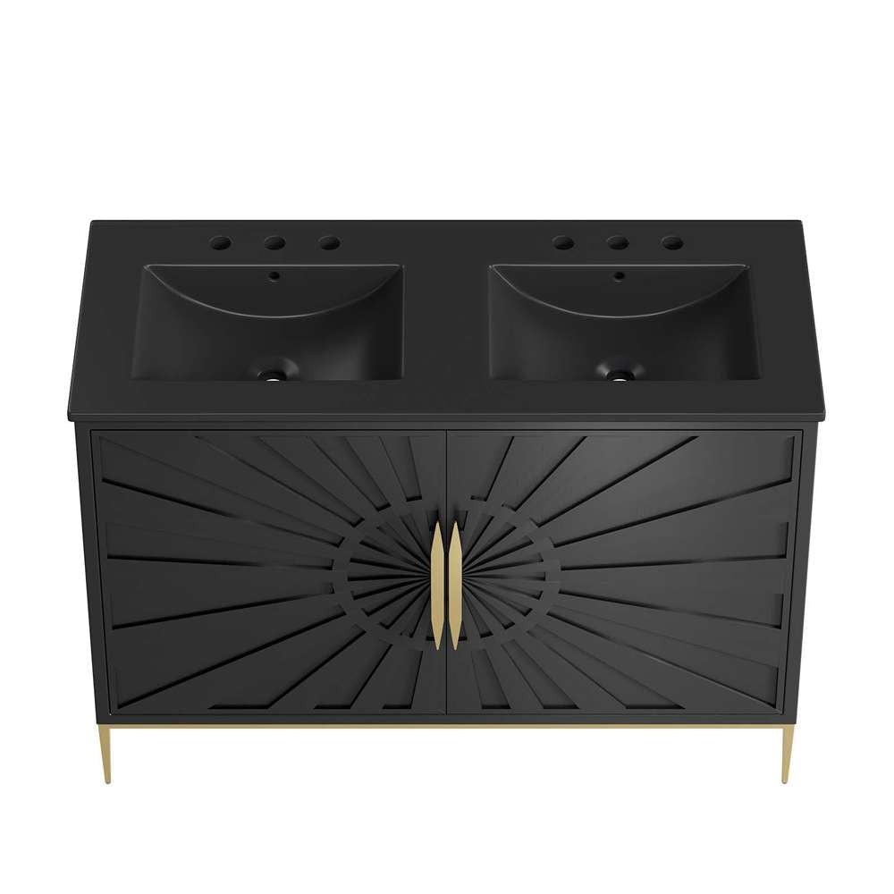 Modway - Awaken 48in Double Sink Bathroom Vanity - EEI-6307-BLK-BLK veiw 4