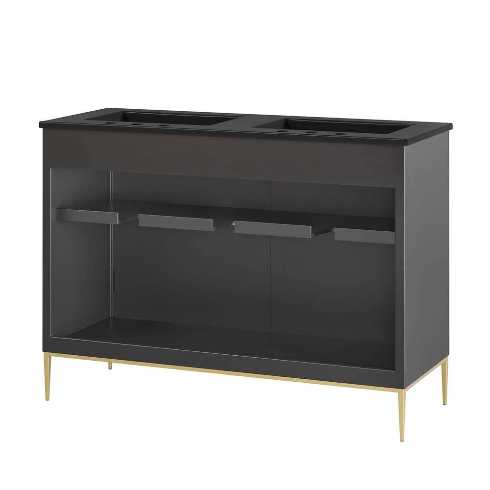 Modway - Awaken 48in Double Sink Bathroom Vanity - EEI-6307-BLK-BLK veiw 5