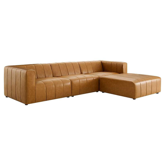 Modway - Bartlett Vegan Leather 4-Piece Sectional Sofa in Tan - EEI-4517-TAN veiw 1