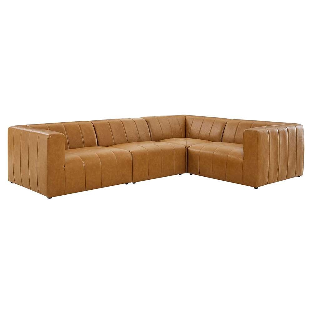 Modway - Bartlett Vegan Leather 4-Piece Sectional Sofa in Tan - EEI-4519-TAN veiw 1
