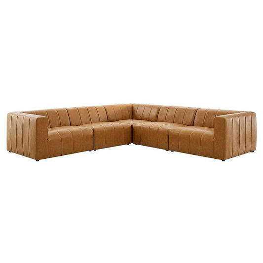 Modway - Bartlett Vegan Leather 5-Piece Sectional Sofa in Tan - EEI-4532-TAN veiw 1