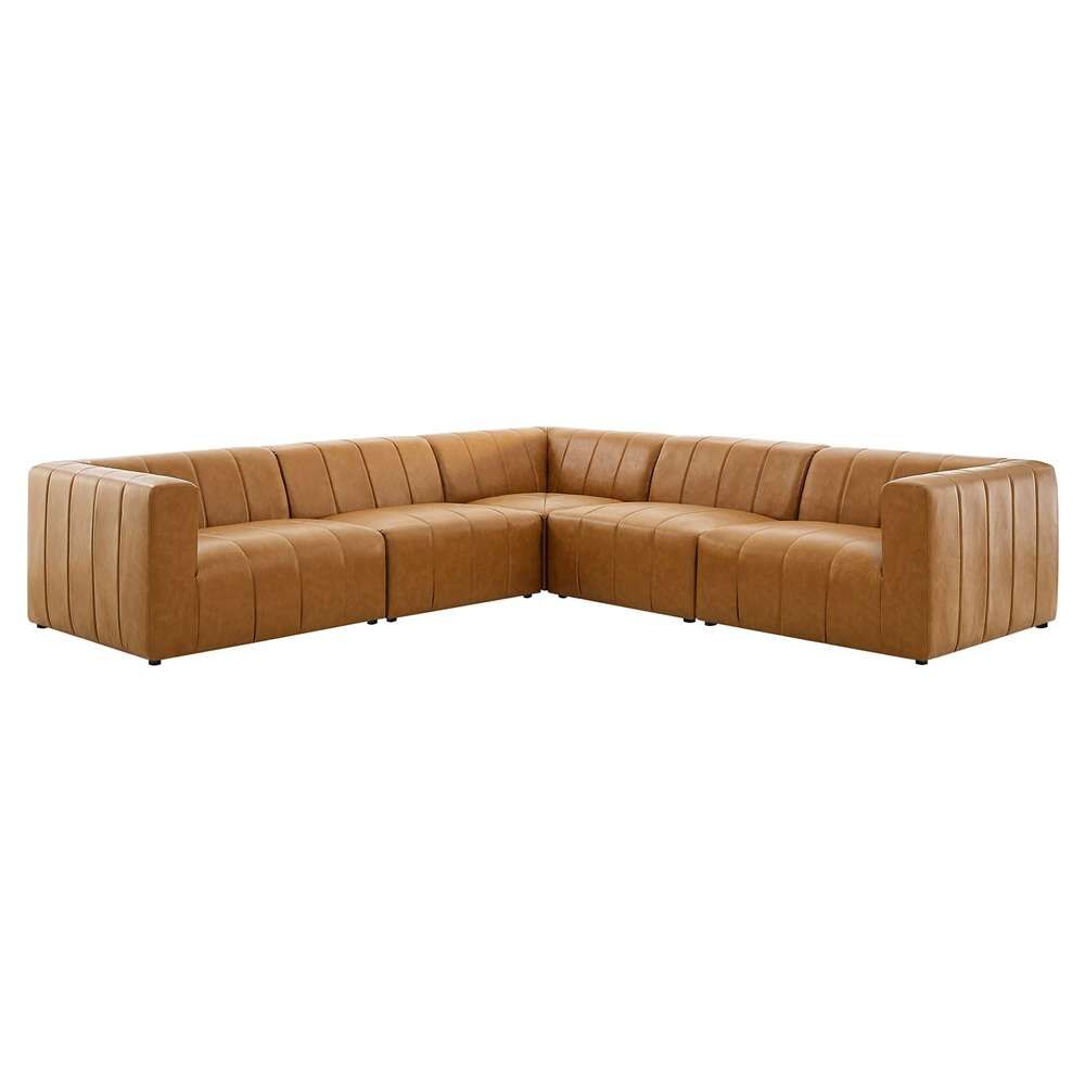 Modway - Bartlett Vegan Leather 5-Piece Sectional Sofa in Tan - EEI-4532-TAN veiw 2