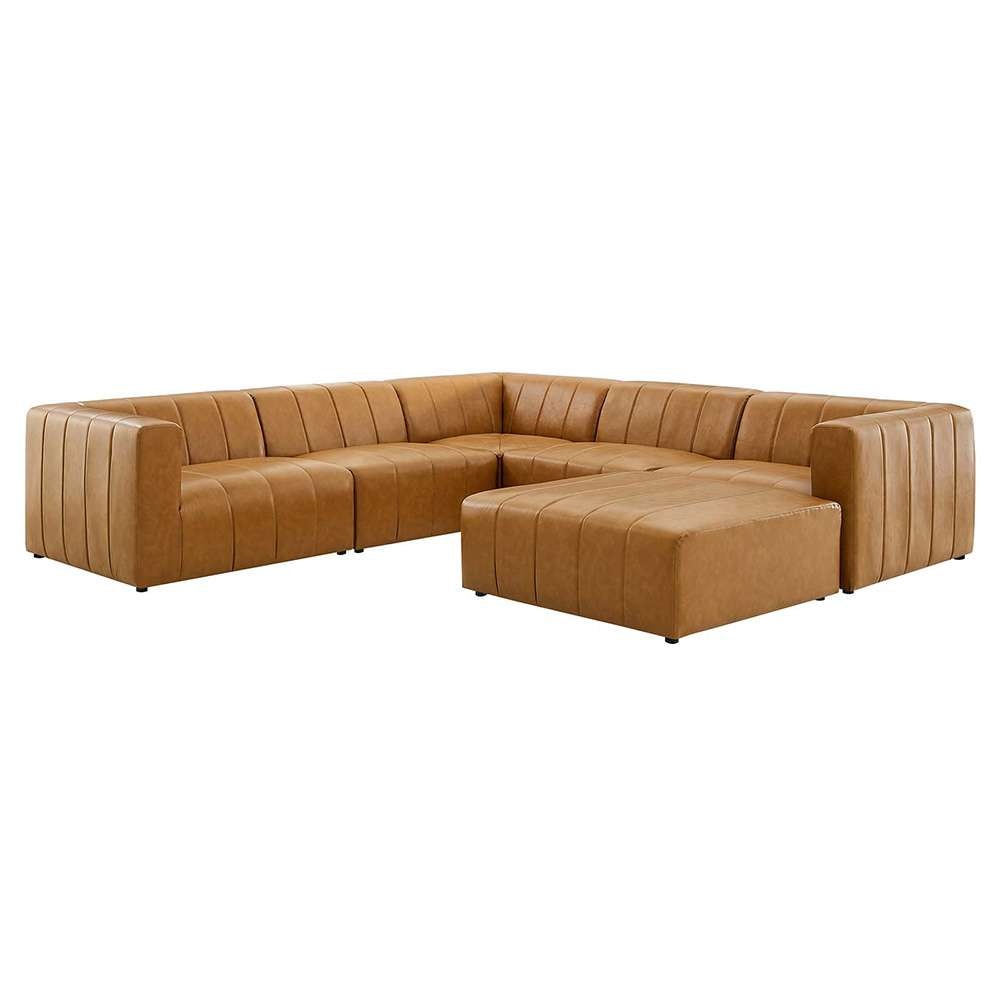Modway - Bartlett Vegan Leather 6-Piece Sectional Sofa in Tan - EEI-4534-TAN veiw 1