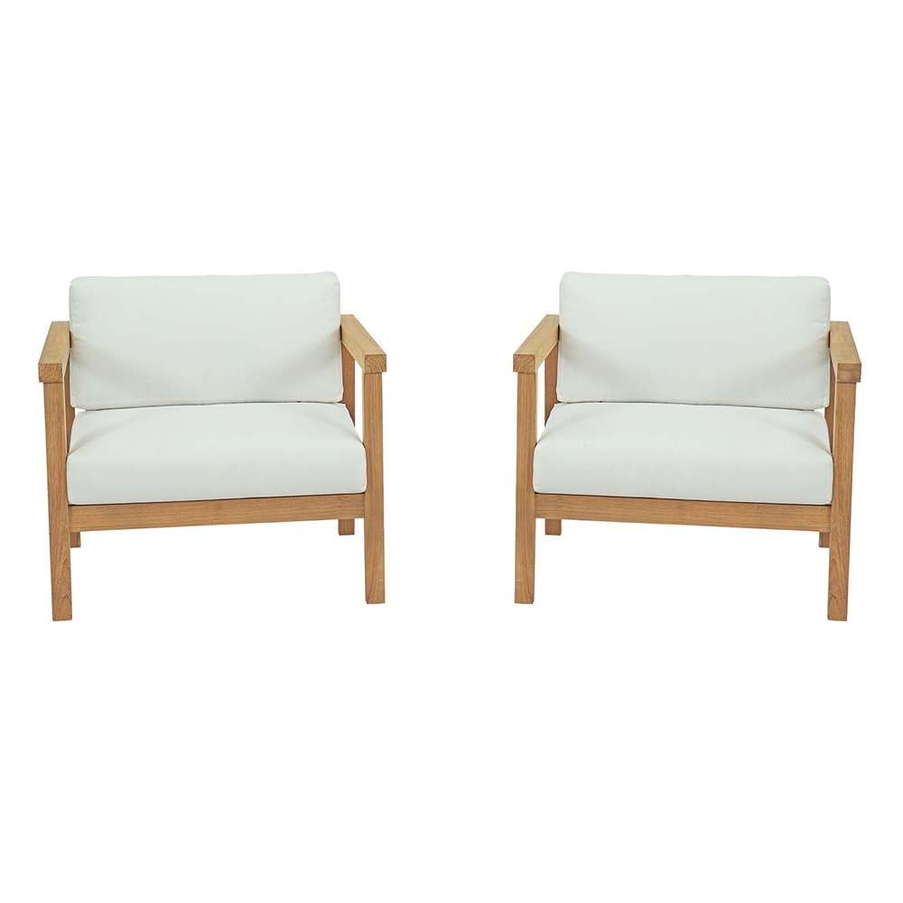 Modway - Bayport 2 Piece Outdoor Patio Teak Set - EEI-3108-NAT-WHI-SET veiw 1