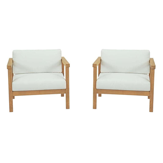 Modway - Bayport 2 Piece Outdoor Patio Teak Set - EEI-3108-NAT-WHI-SET veiw 1