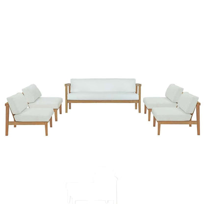 Modway - Bayport 5 Piece Outdoor Patio Teak Set - EEI-5484-NAT-WHI-SET veiw 2