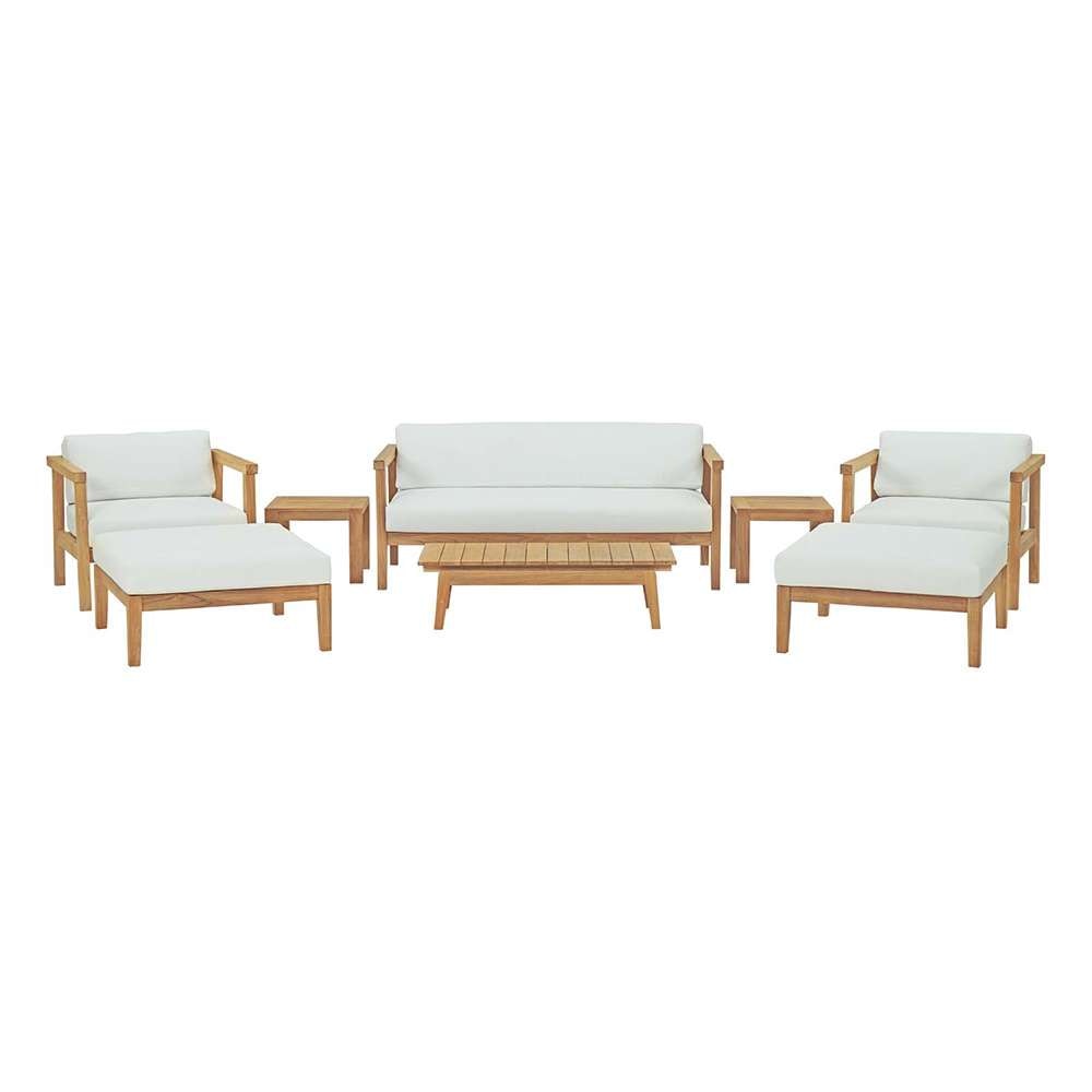 Modway - Bayport 8 Piece Outdoor Patio Teak Set - EEI-3110-NAT-WHI-SET veiw 1