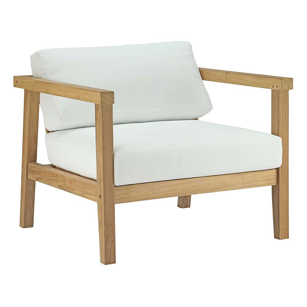 Modway - Bayport Outdoor Patio Teak Armchair - EEI-2695-NAT-WHI veiw 1