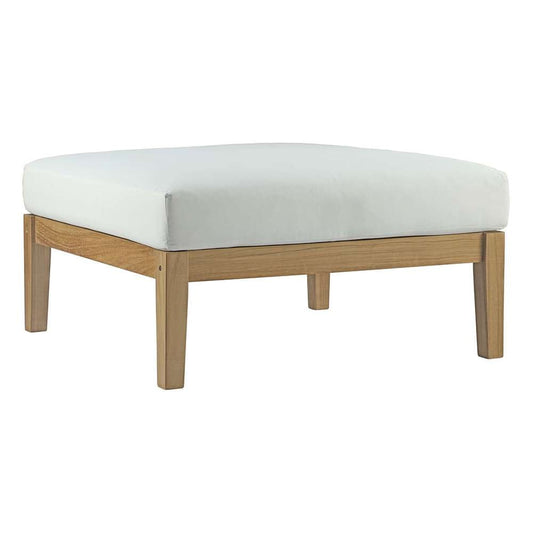 Modway - Bayport Outdoor Patio Teak Ottoman - EEI-2698-NAT-WHI veiw 1