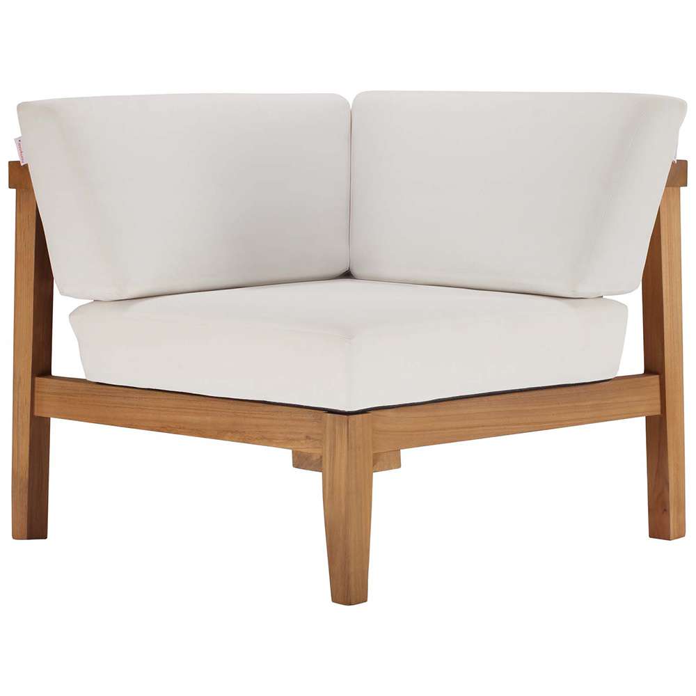Modway - Bayport Outdoor Patio Teak Wood Corner Chair - EEI-4127-NAT-WHI veiw 1