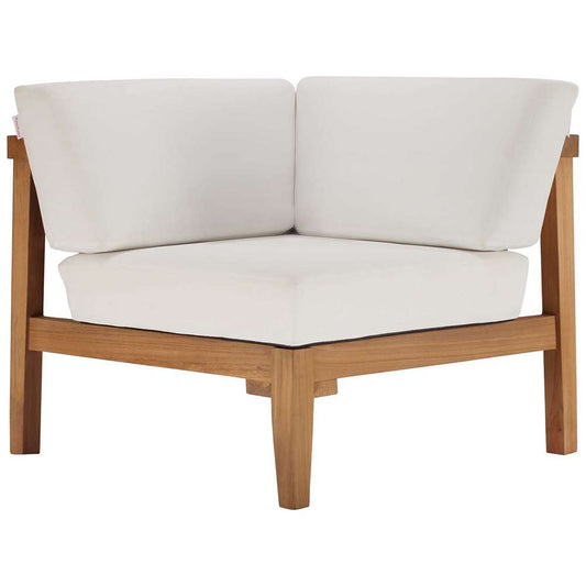Modway - Bayport Outdoor Patio Teak Wood Corner Chair - EEI-4127-NAT-WHI veiw 1