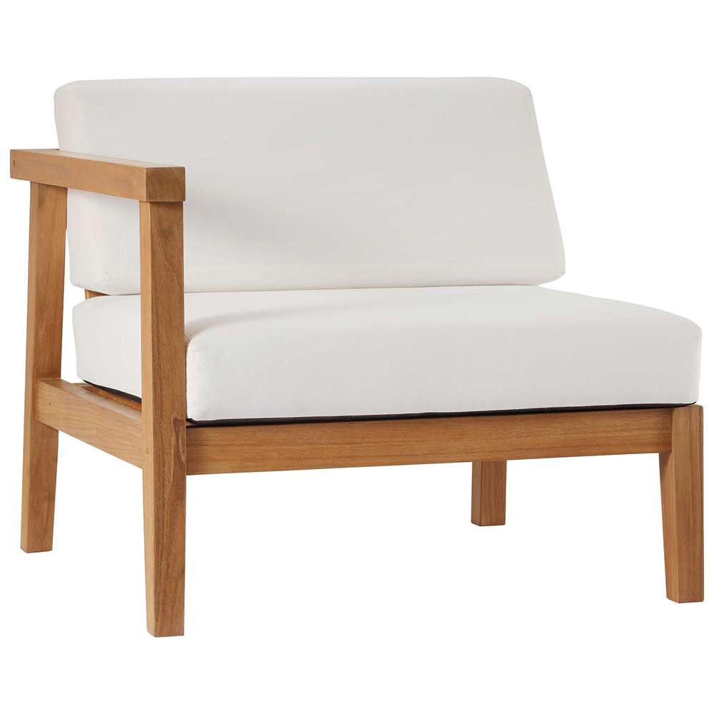 Modway - Bayport Outdoor Patio Teak Wood Left-Arm Chair - EEI-4128-NAT-WHI veiw 1