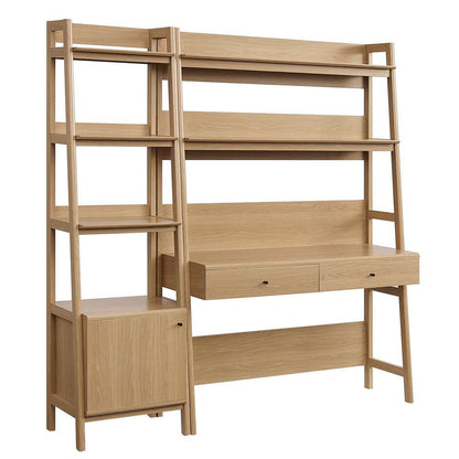 Modway - Bixby 2-Piece Wood Office Desk and Bookshelf - EEI-6111-OAK veiw 2