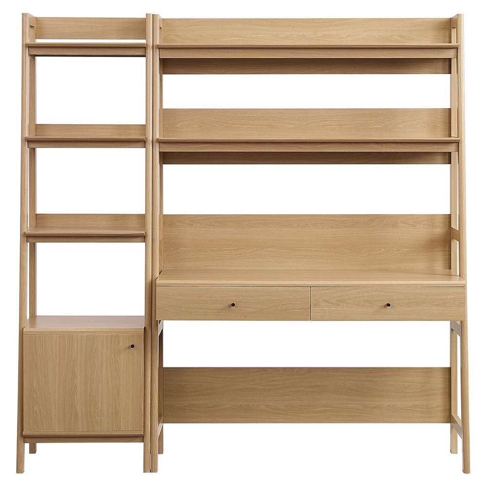 Modway - Bixby 2-Piece Wood Office Desk and Bookshelf - EEI-6111-OAK veiw 3