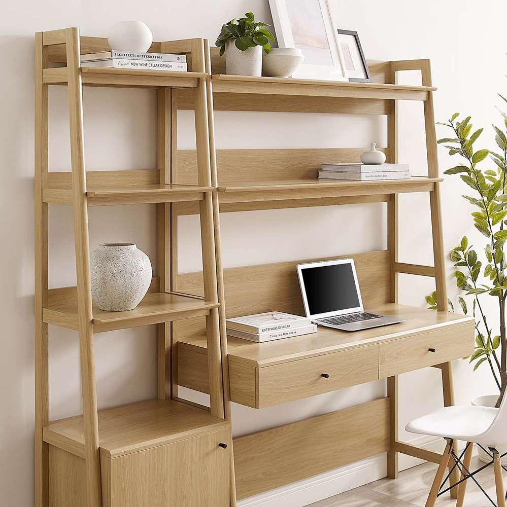 Modway - Bixby 2-Piece Wood Office Desk and Bookshelf - EEI-6111-OAK veiw 4