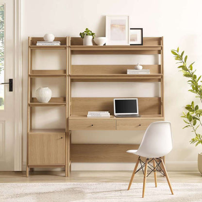 Modway - Bixby 2-Piece Wood Office Desk and Bookshelf - EEI-6111-OAK veiw 5