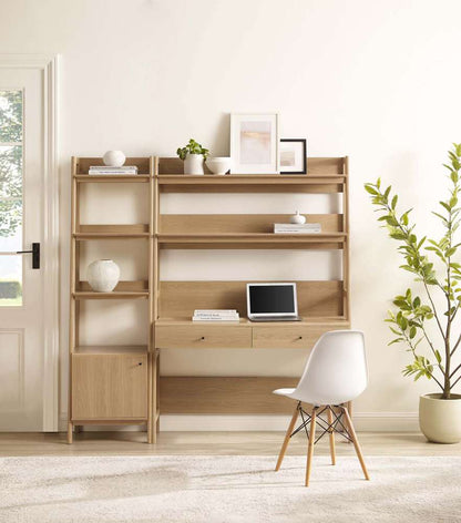 Modway - Bixby 2-Piece Wood Office Desk and Bookshelf - EEI-6111-OAK veiw 6
