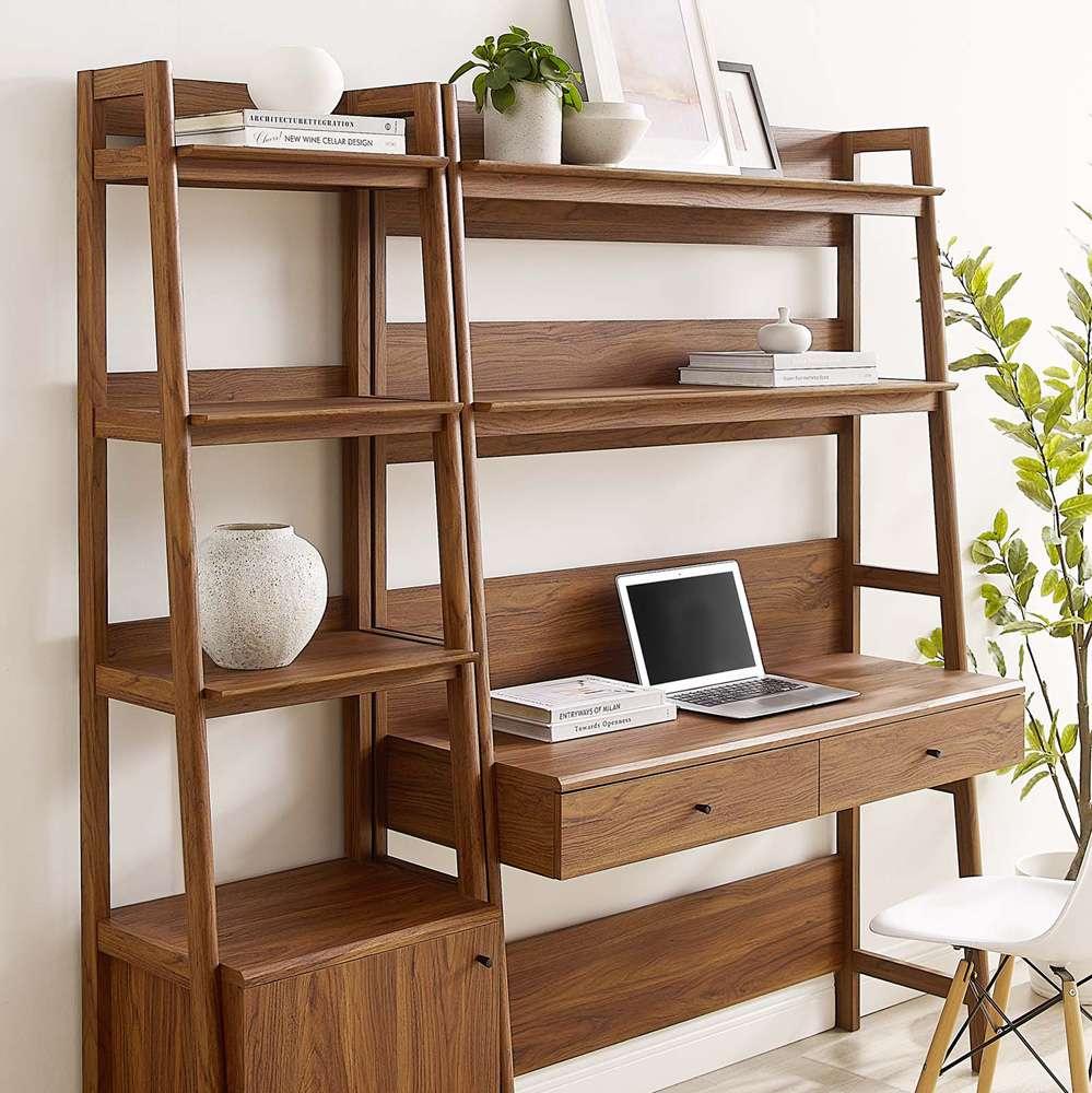 Modway - Bixby 2-Piece Wood Office Desk and Bookshelf - EEI-6111-WAL veiw 4