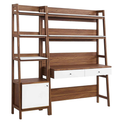 Modway - Bixby 2-Piece Wood Office Desk and Bookshelf - EEI-6111-WAL-WHI veiw 2