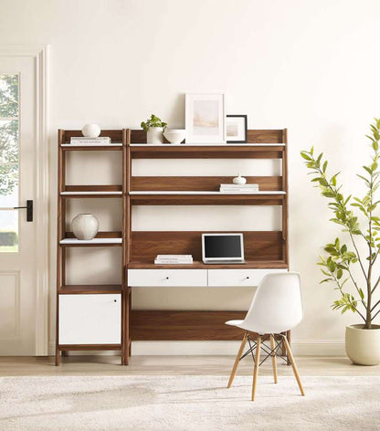 Modway - Bixby 2-Piece Wood Office Desk and Bookshelf - EEI-6111-WAL-WHI veiw 6