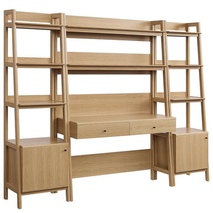 Modway - Bixby 3-Piece Wood Office Desk and Bookshelf in Oak - EEI-6114-OAK veiw 1